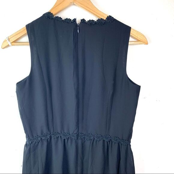 Loft Outlet Black Sleeveless Floral Detail Ruffle Mini Dress Size 0 - Picture 5 of 9